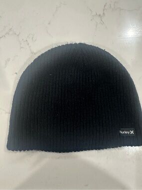 Hurley Black Knit Ribbed Beanie